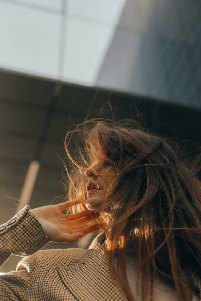 woman feeling the wind