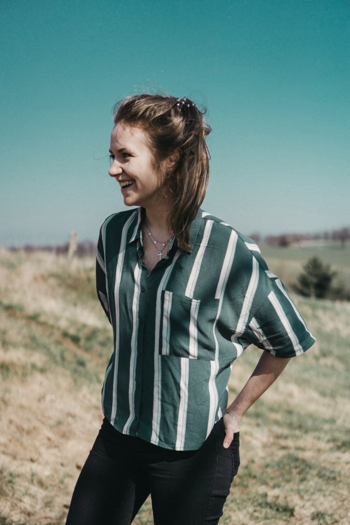 Woman smiling happily